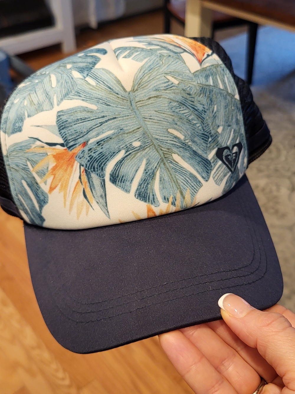 Roxy Tropical Palm Trucker Hat - Navy & Teal